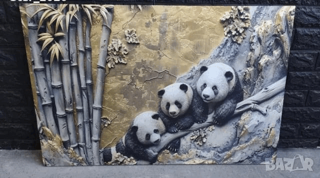 Happy family pandas